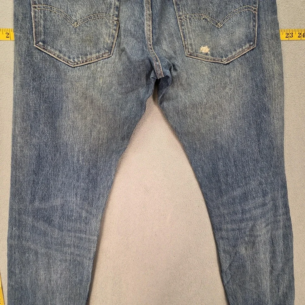 Levis‎ 512 Jeans Mens Selvedge Med Wash Blue Slim Tapered Whiskers Fits 30x28